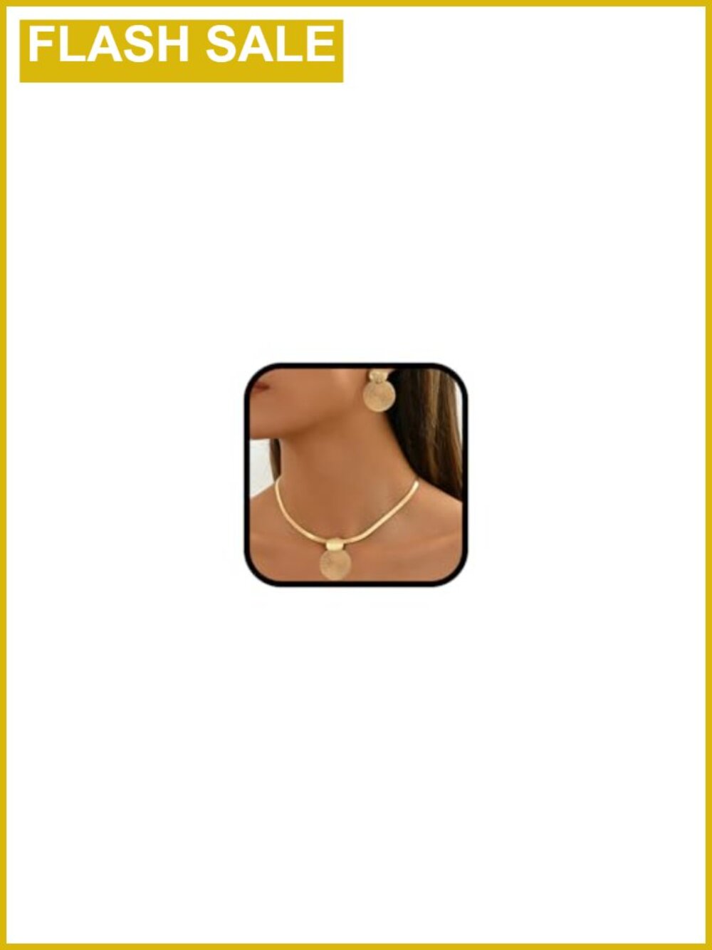 Gold Tone Herringbone Choker Necklace and Dangle Earrings Set for Women